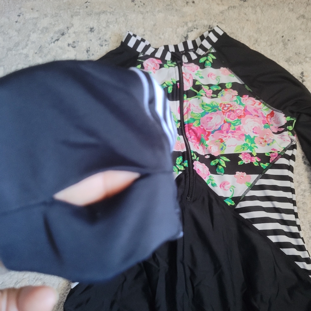 Floral and Striped Colorblock Swimsuit or Bodysuit Festival Fairy Coachella - Picture 4 of 7